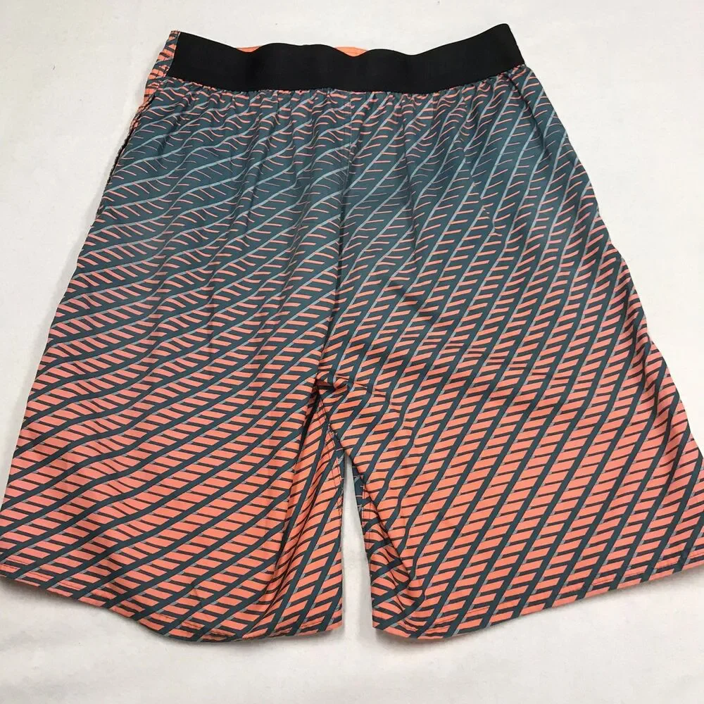 NIKE Board Swim Trunk Men M Orange Blue Graphic Print Surf Beach Skate